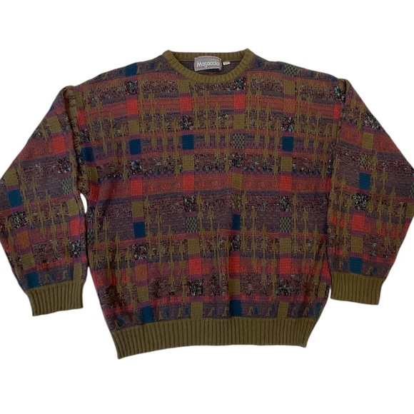 Masaccio Olive Green Multi Color Knit Italian Sweater Size Large - Picture 1 of 13